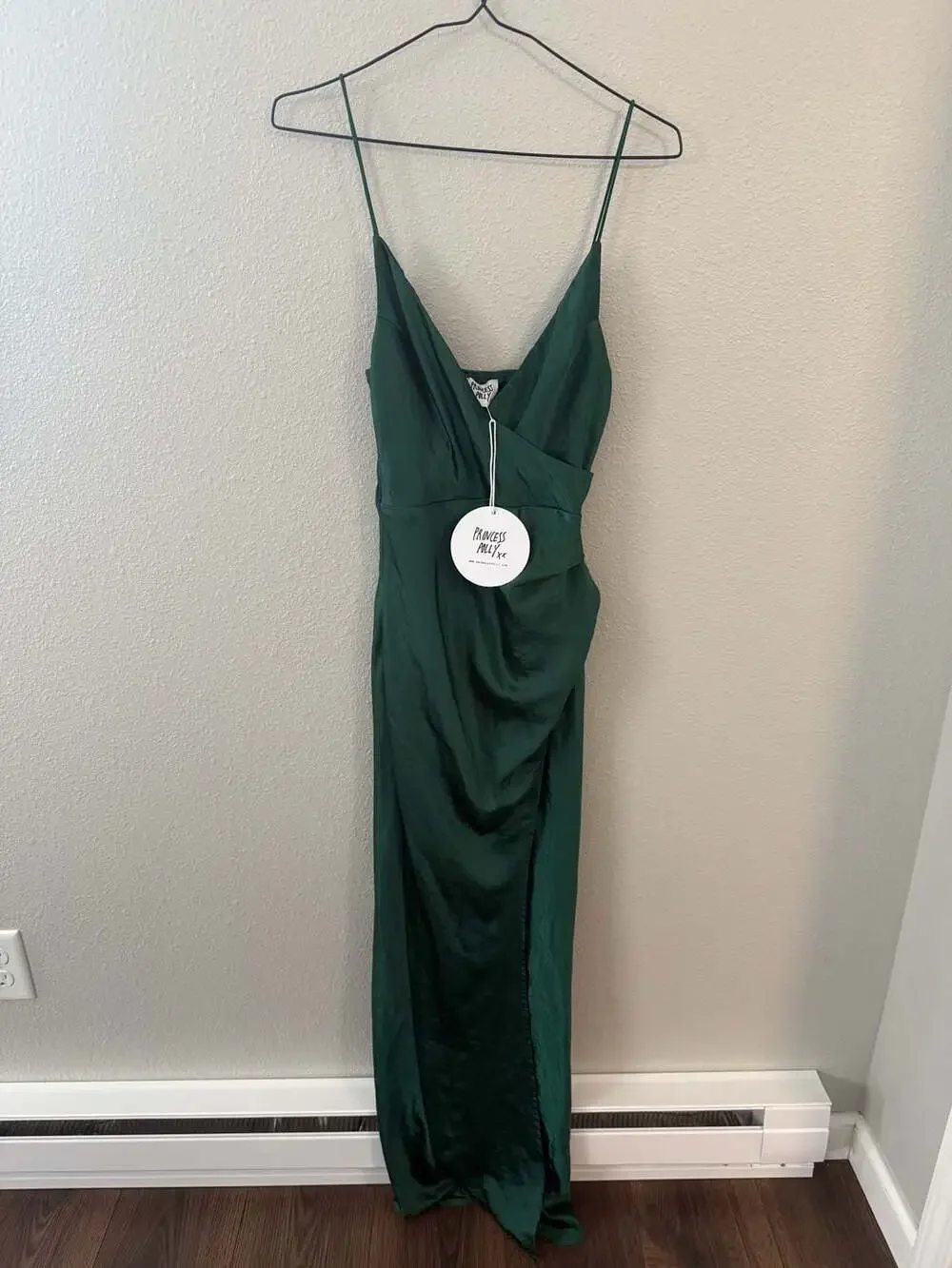 Princess Polly Emerald Green Satin Midi Dress Size US 2 - Picture 1 of 5